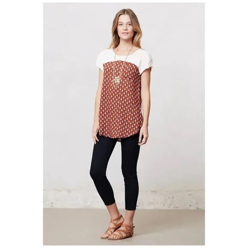 Anthropologie | Meadow Rue Mixed Media Pocket Pattern Drop Tee Size XS Boho - Picture 4 of 12